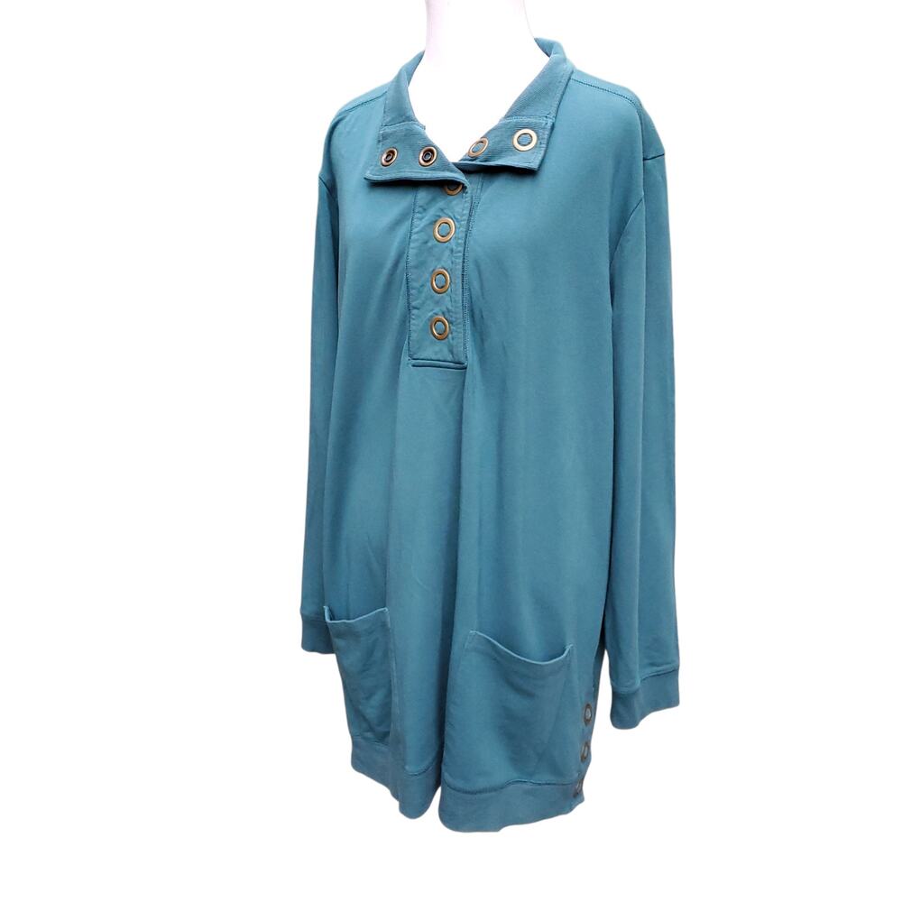 Soft Surroundings Lakshmi Pullover Tunic TopTeal Blue Green Style 2EQ97 Sz 1X - Picture 6 of 12